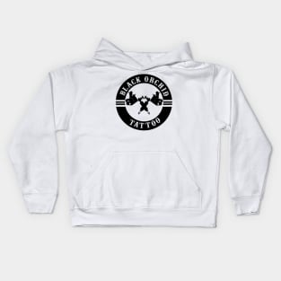 Black Orchid tattoo circle logo Kids Hoodie